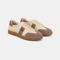 Bej Gri Süet Detaylı Karamel Tabanlı Retro Unisex Sneaker - yan görünüm