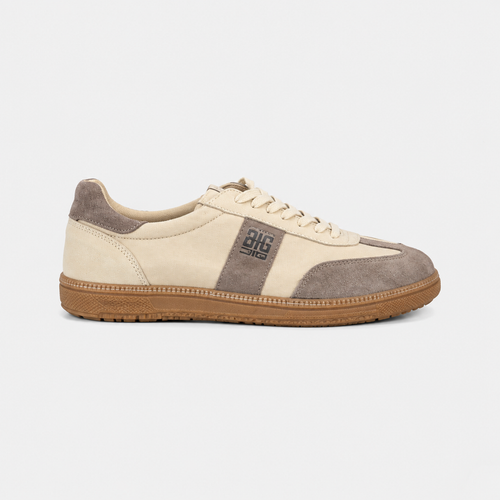 Bej Gri Süet Detaylı Karamel Tabanlı Retro Unisex Sneaker - açılı görünüm