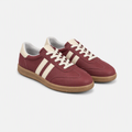 Bordo Krem Şeritli Karamel Tabanlı Retro Unisex Sneaker - yan görünüm