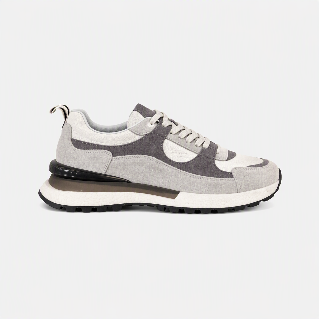 Gri Süet Yüksek Tabanlı Erkek Koşu Sneaker - açılı görünüm