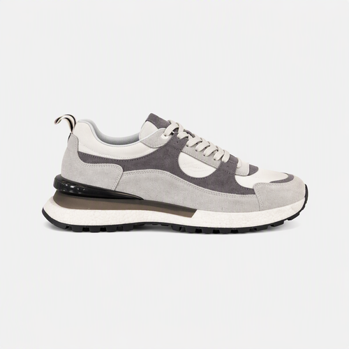 Gri Süet Yüksek Tabanlı Erkek Koşu Sneaker - açılı görünüm
