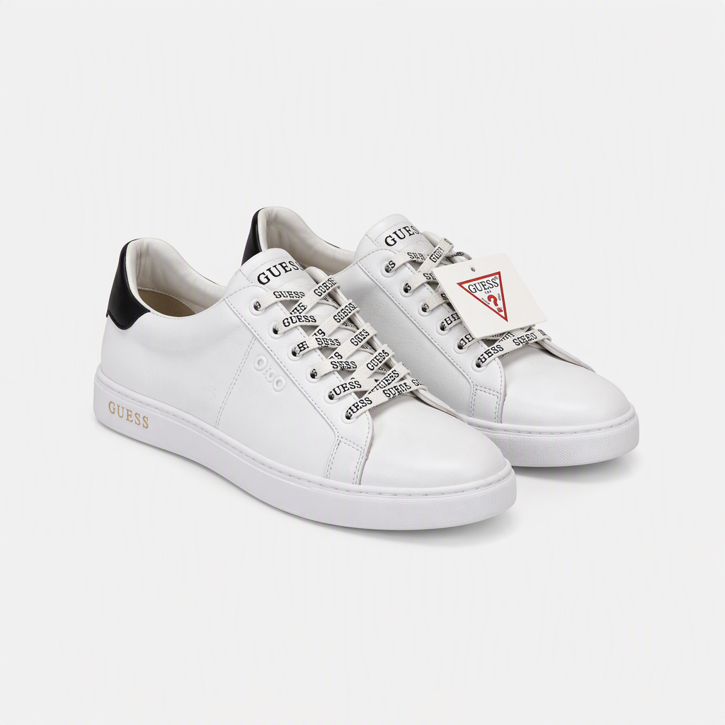 Hakiki Deri Beyaz Yüksek Tabanlı Erkek Sneaker - açılı görünüm