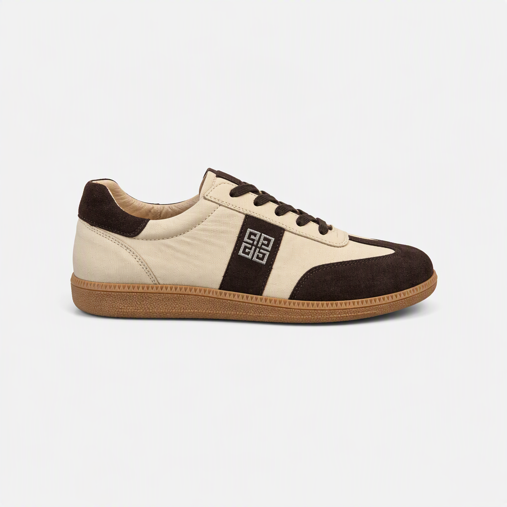 Krem Kahve Süet Detaylı Karamel Tabanlı Retro Unisex Sneaker - yan görünüm