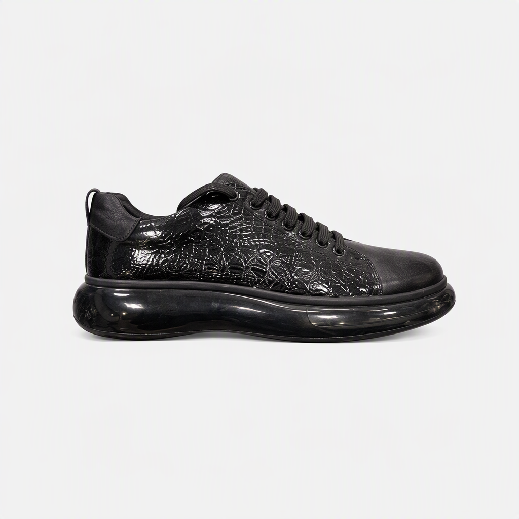 Rugan Siyah Kroko Desenli Hava Tabanlı Erkek Sneaker - yan görünüm