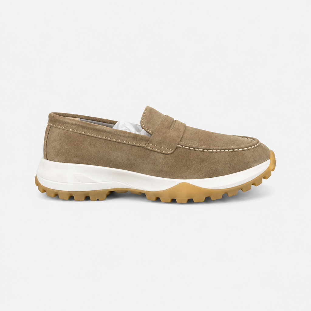 Süet Vizon Sneaker Tabanlı Erkek Loafer Ayakkabı - yan görünüm