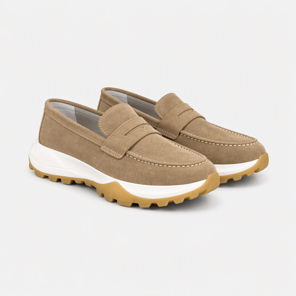 Süet Vizon Sneaker Tabanlı Erkek Loafer Ayakkabı - açılı görünüm